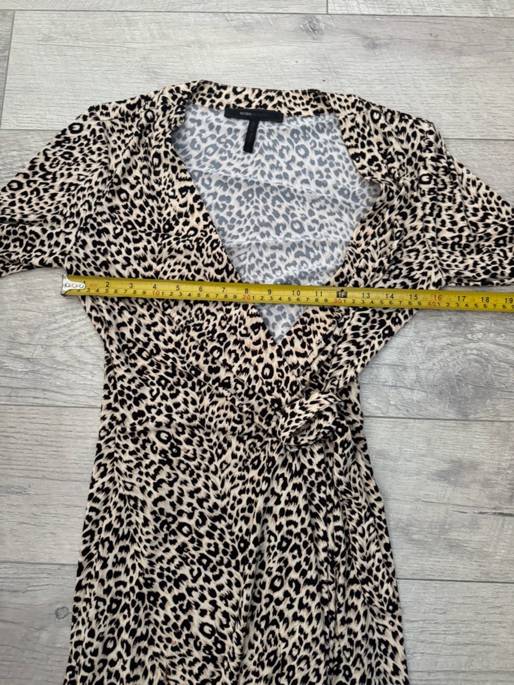 BCBGMaxAzria Leopard Print Wrap Dress - Beige and Black - Picture 6 of 8